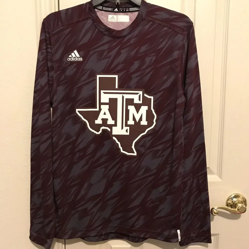 Texas A&M Long Sleeve T-Shirt Men's Size Small Adidas Climalite